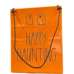 PRICE FIRM Rae Dunn Ghost Halloween Sign Happy Haunting